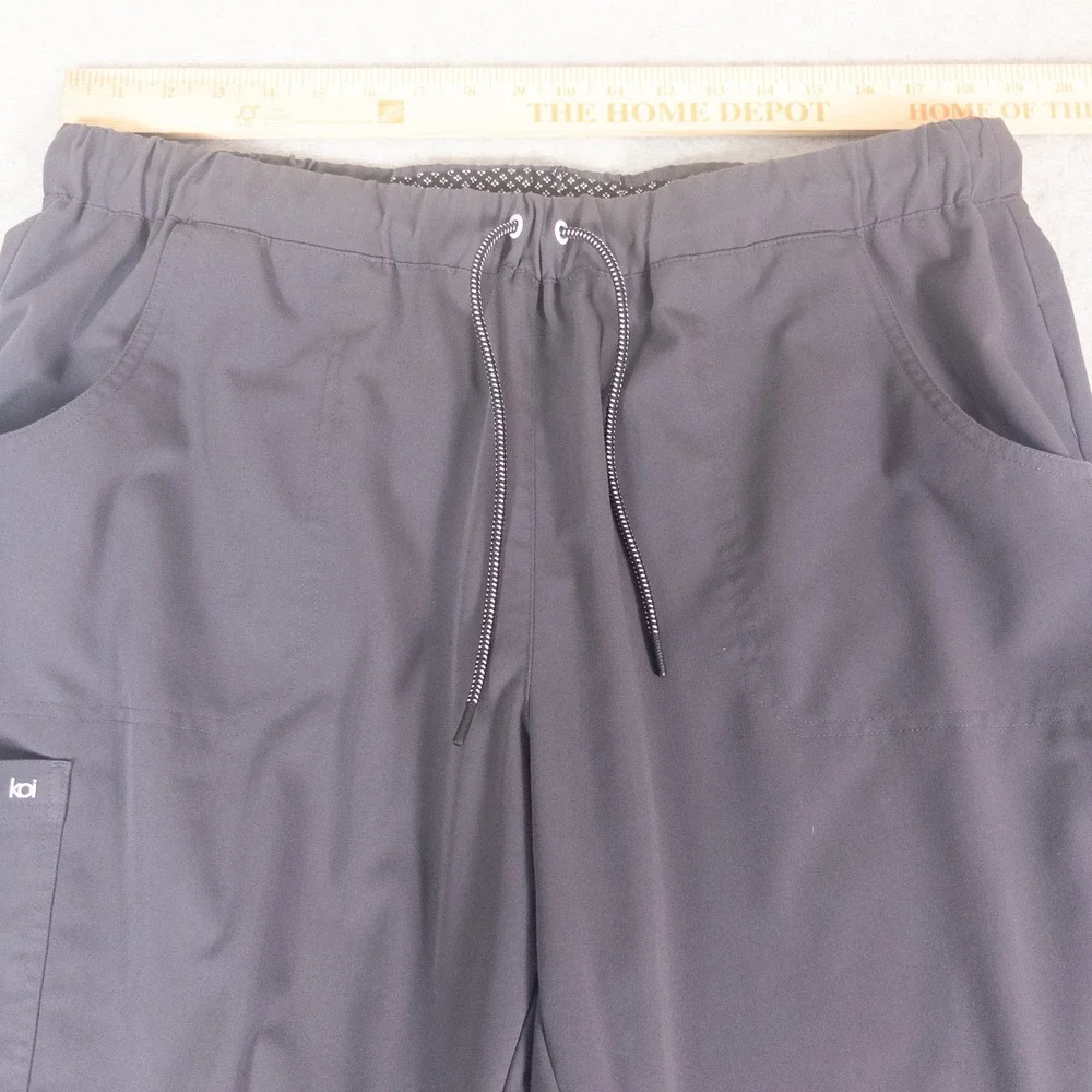 Koi Next Gen Mens Scrub Pants 2X Petite Charcoal Gray Cargo Drawstring